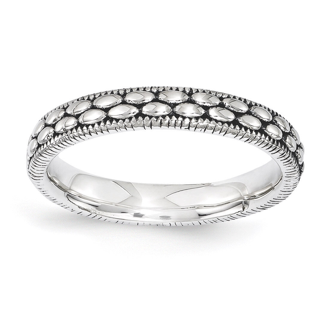 Patterned Ring - Sterling Silver Antiqued QSK1569