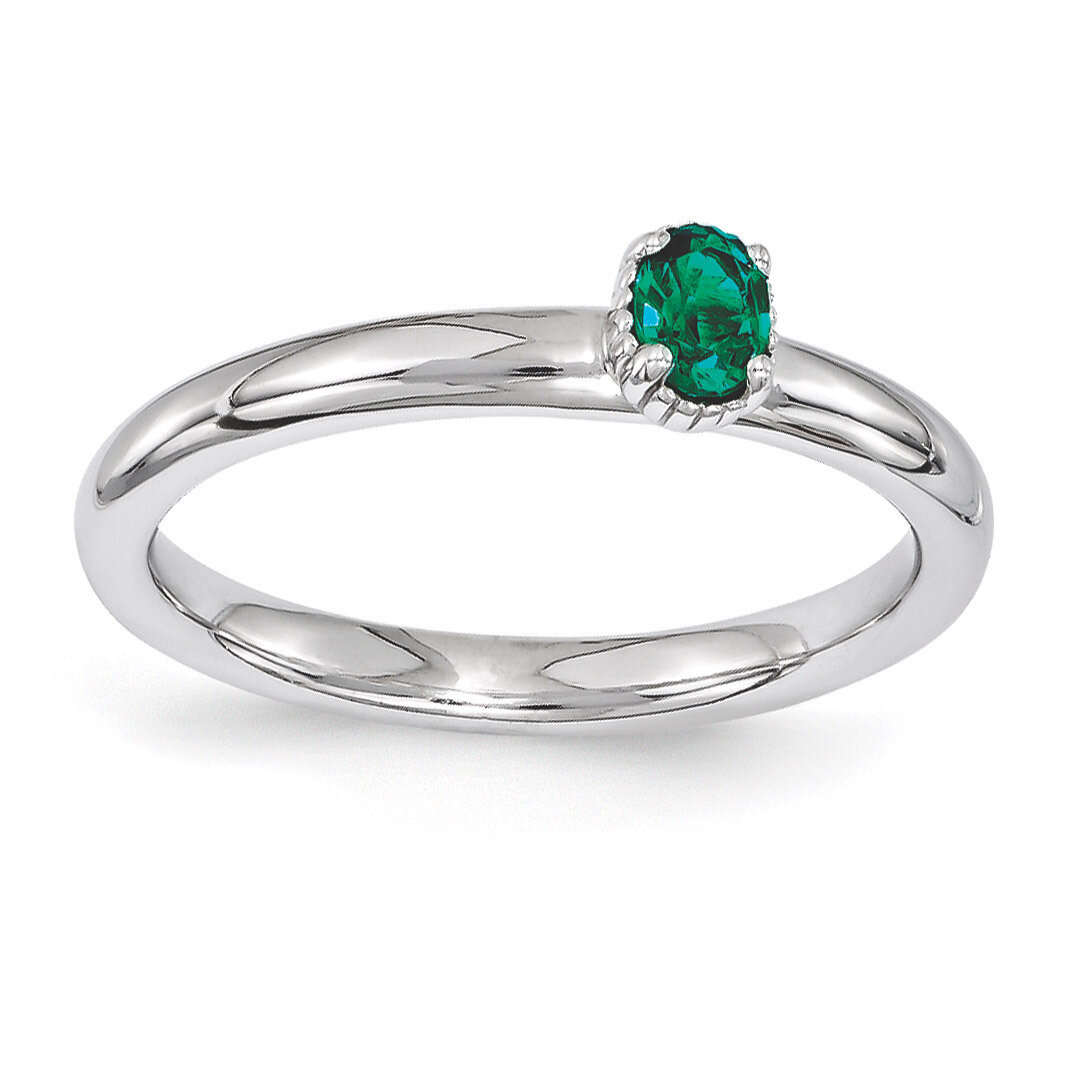 Emerald Single Stone Ring - Sterling Silver QSK1571, MPN: QSK1571, 886774212340