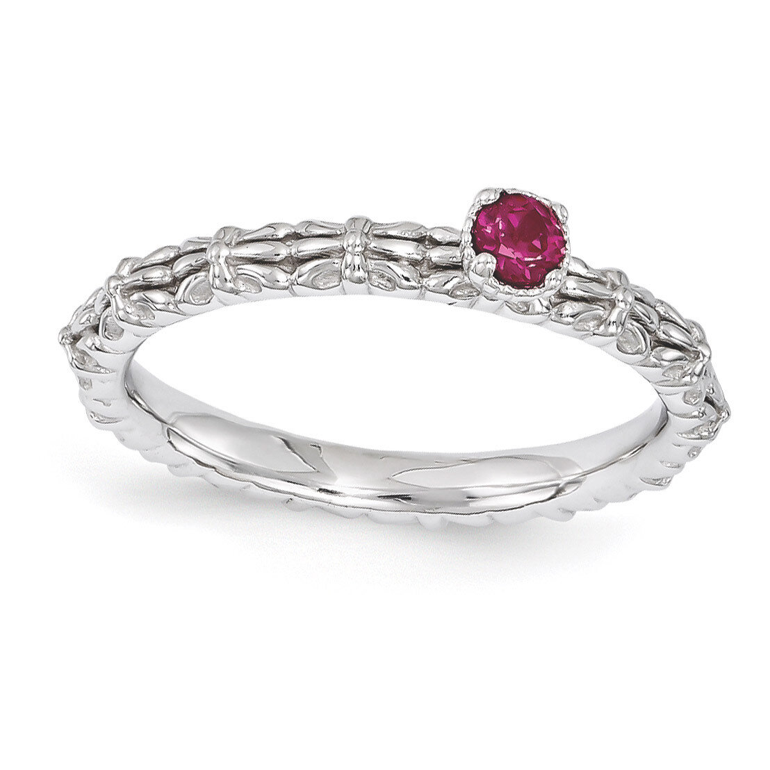 Ruby Single Stone Ring - Sterling Silver QSK1588, MPN: QSK1588, 886774213415