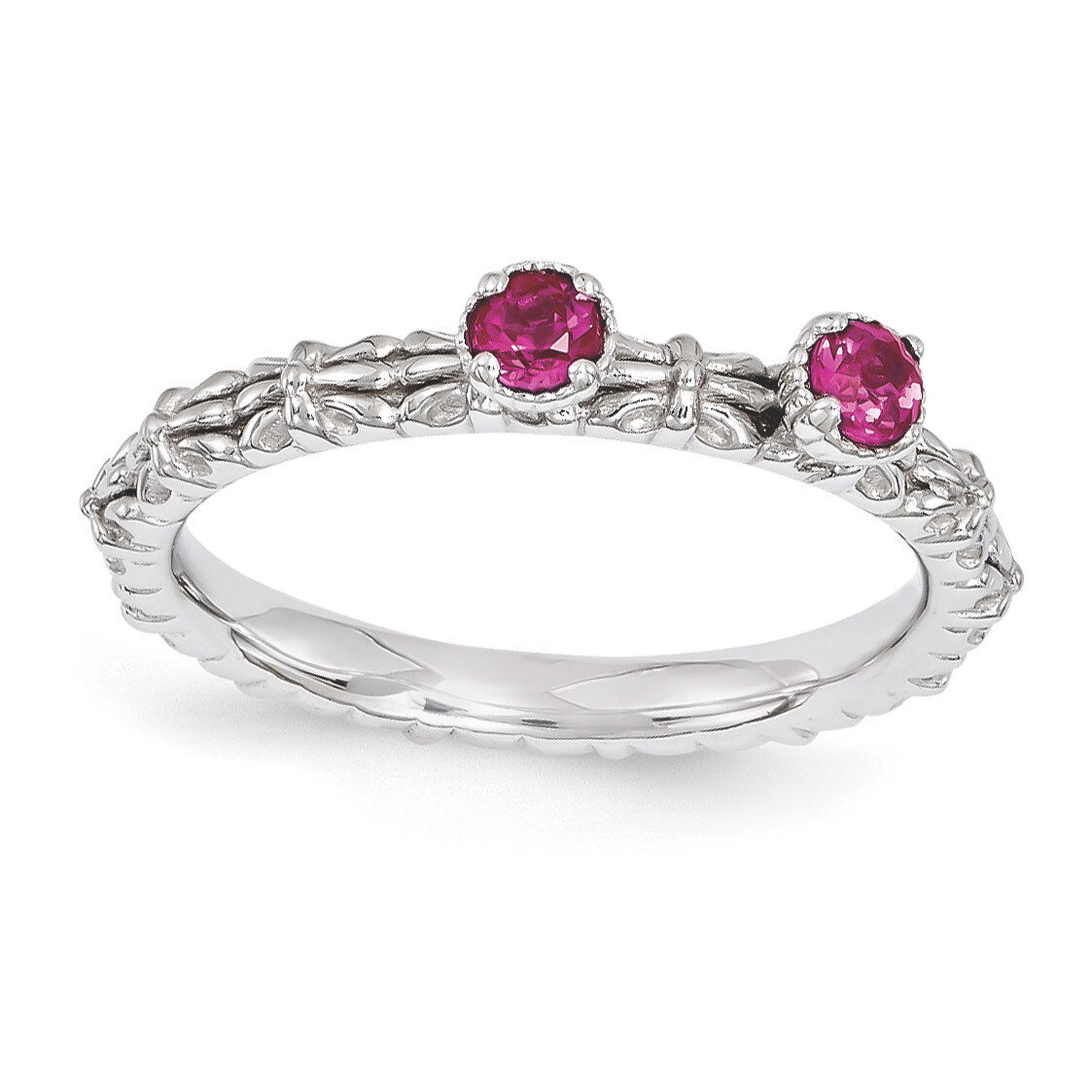 Ruby Two Stone Ring - Sterling Silver QSK1591, MPN: QSK1591, 886774213583