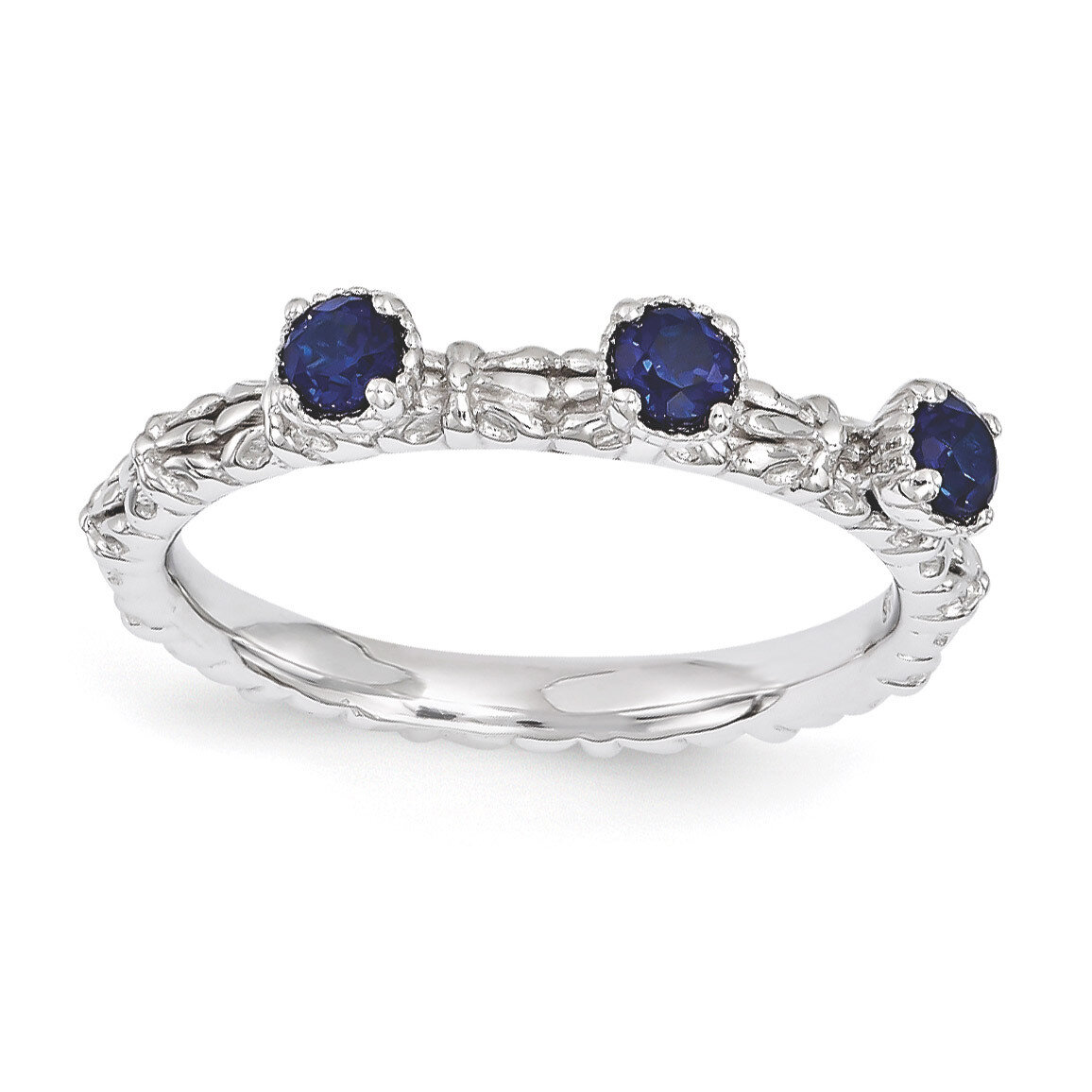 Sapphire Three Stone Ring - Sterling Silver QSK1596
