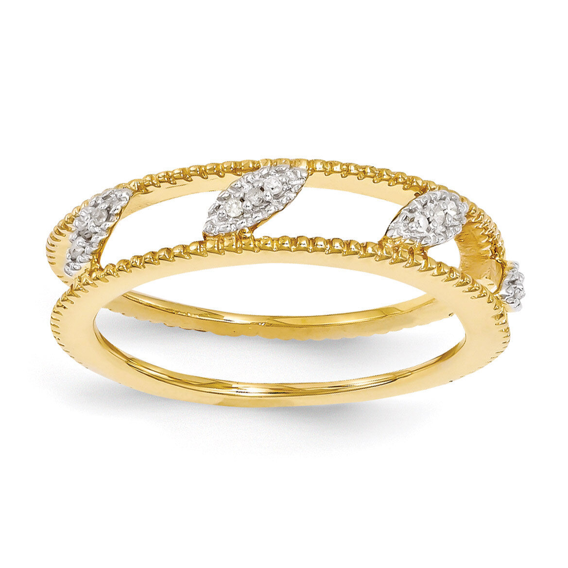 Gold-plated Diamond Jacket Ring - Sterling Silver QSK1597