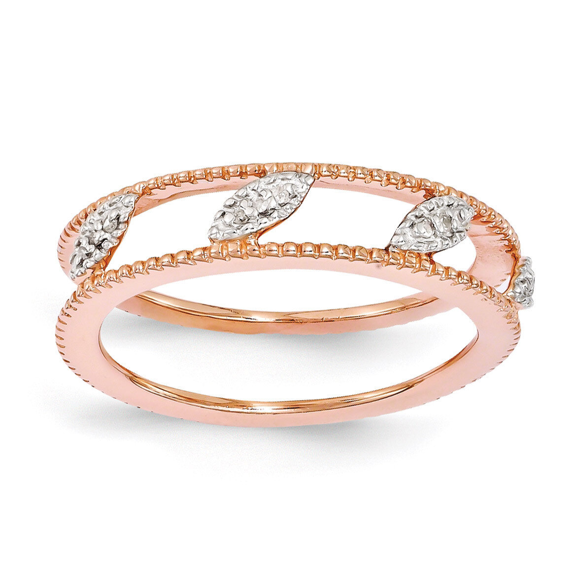 Rose Gold-plated Diamond Jacket Ring - Sterling Silver QSK1600