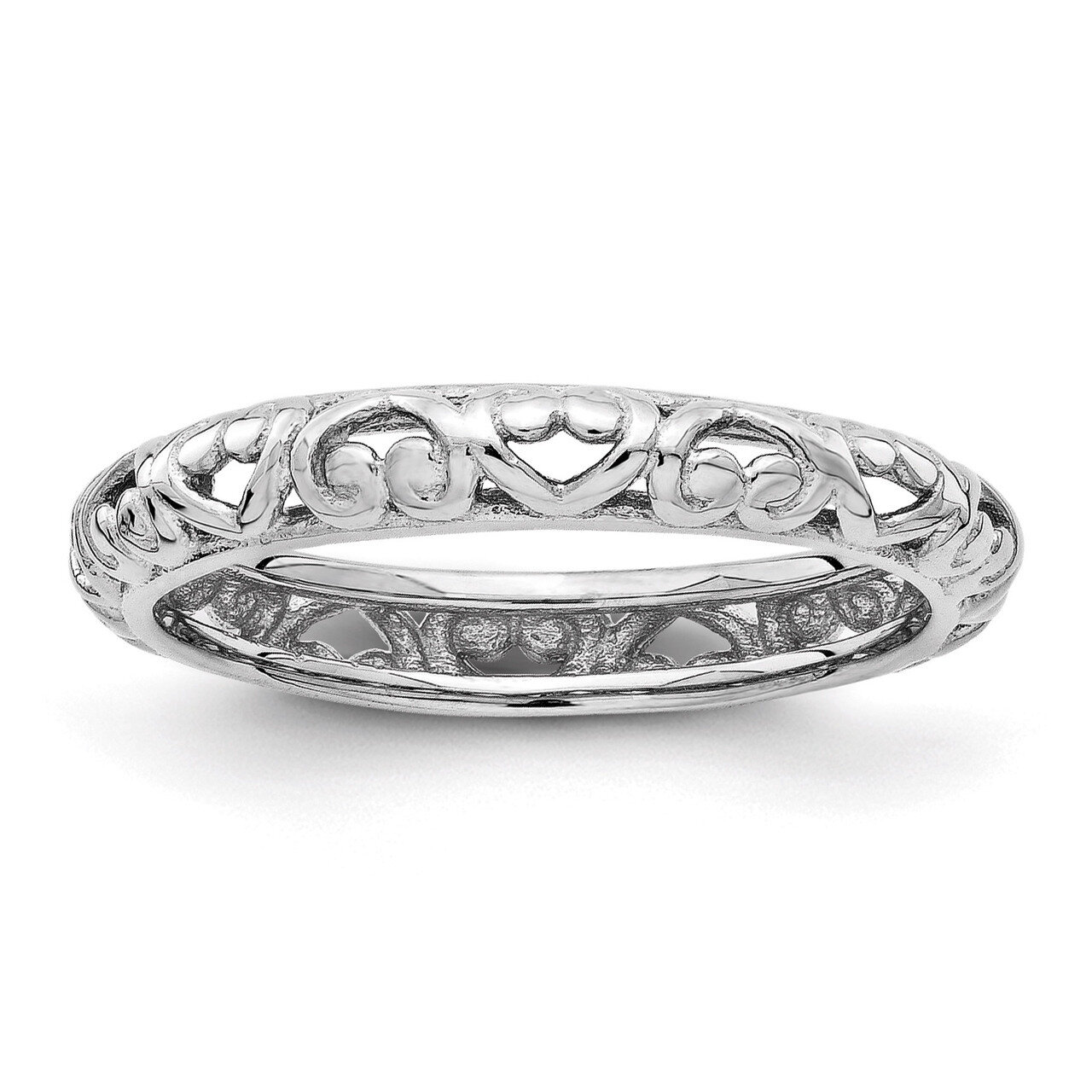 Carved Ring - Sterling Silver Rhodium-plated QSK1611