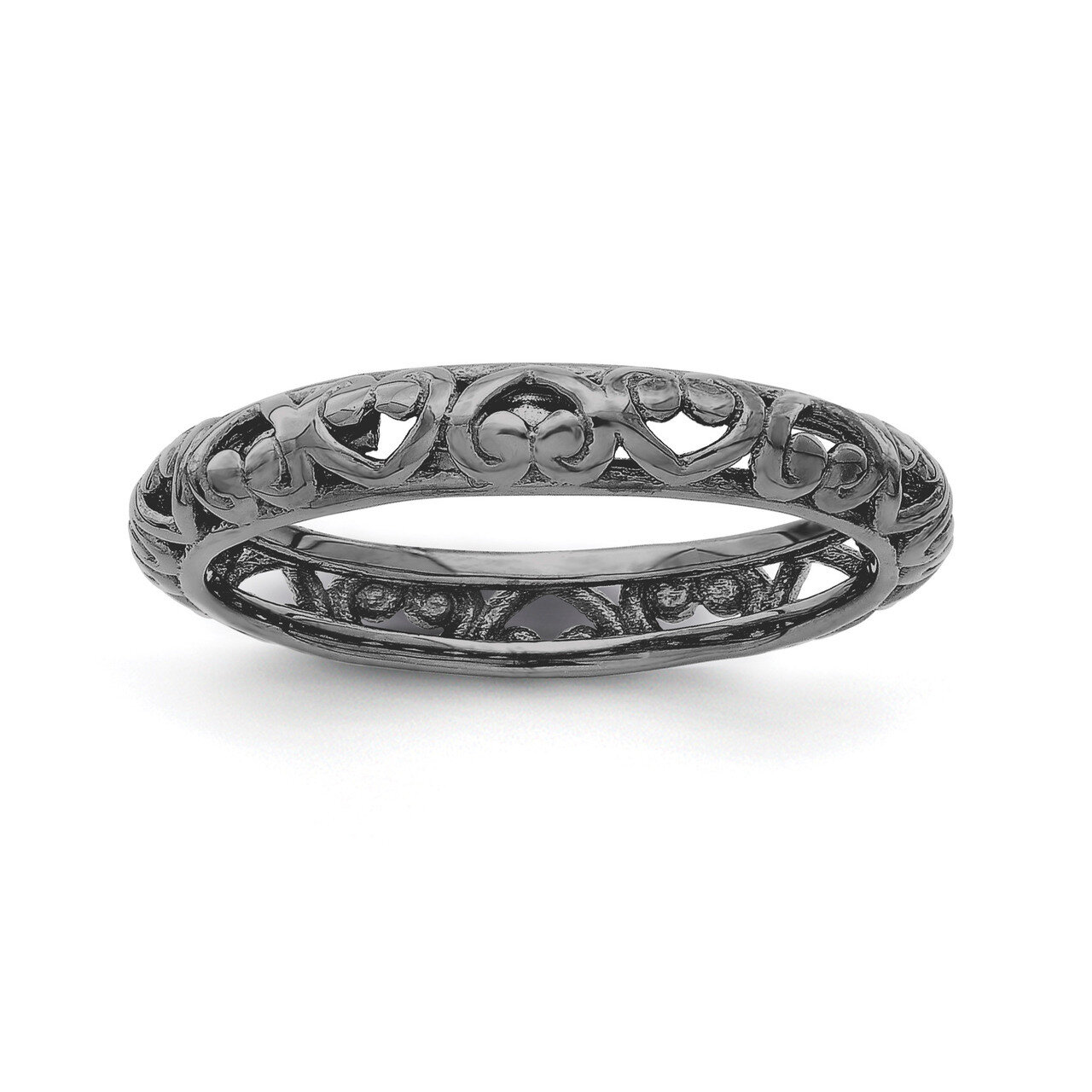 Black-plated Carved Ring - Sterling Silver QSK1612, MPN: QSK1612, 886774250601