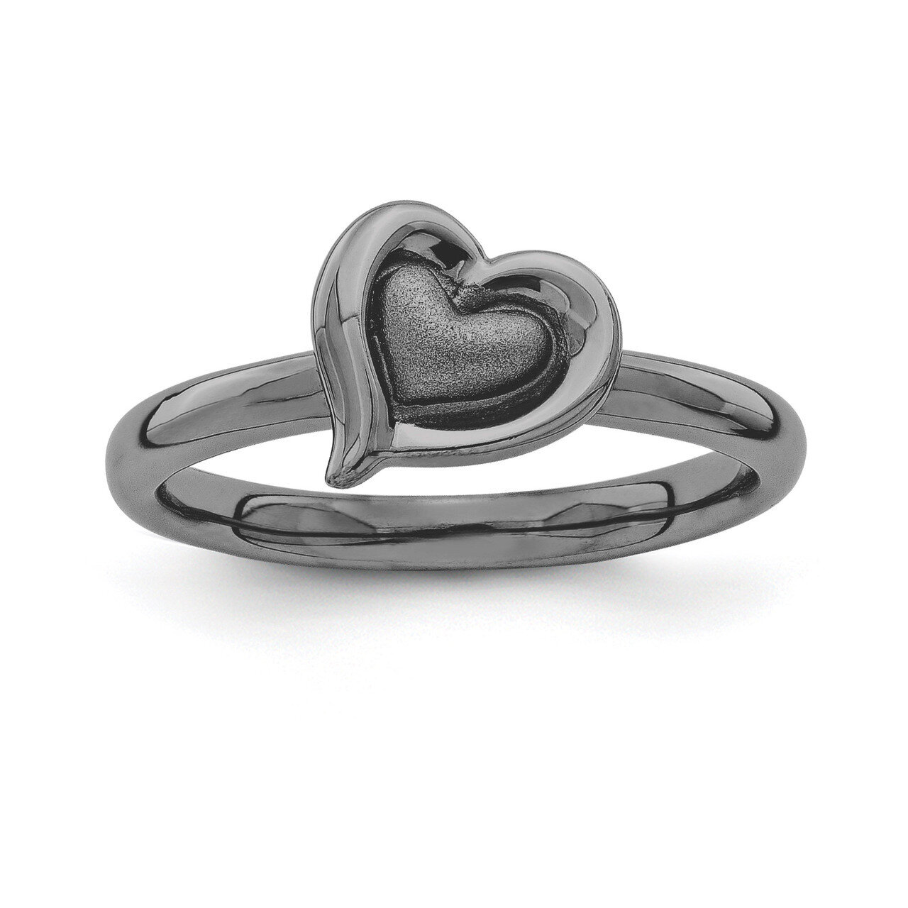 Black-plated Heart Ring - Sterling Silver QSK1624, MPN: QSK1624, 886774251325