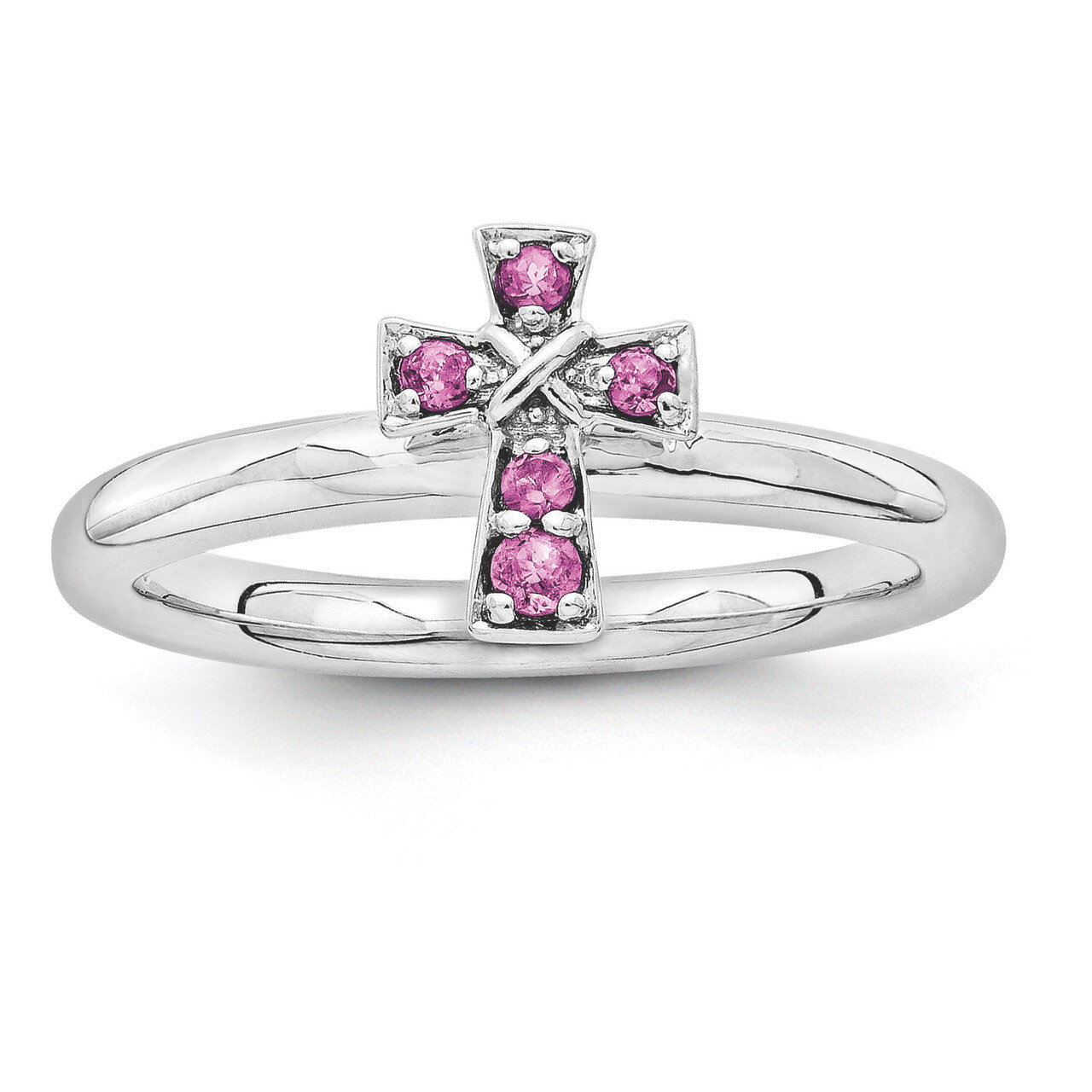 Rho. Garnet Cross Ring - Sterling Silver Rhodium-plated QSK1635, MPN: QSK1635, 886774251974