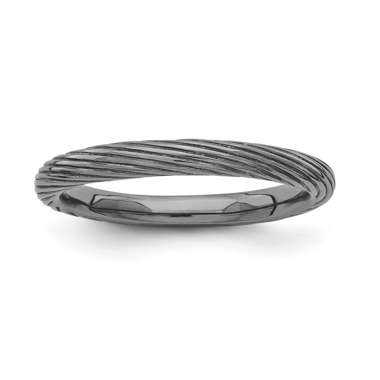 Black-plated Textured Ring - Sterling Silver QSK1644, MPN: QSK1644, 886774252513