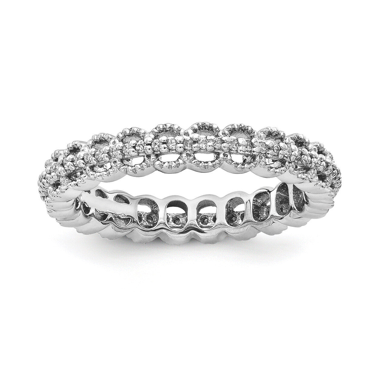 Carved Diamond Ring - Sterling Silver Rhodium-plated QSK1647, MPN: QSK1647, 886774252698