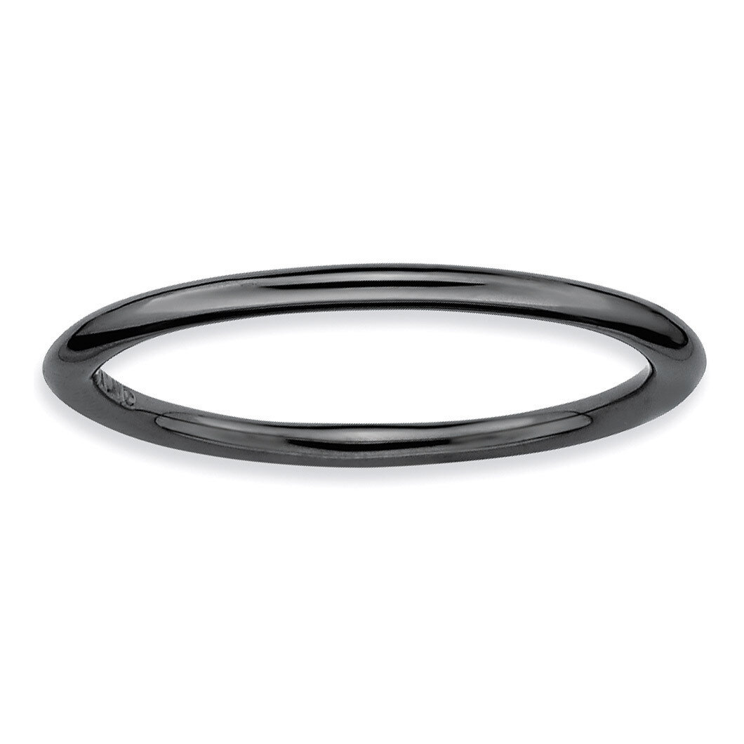 Black-plated Polished Ring - Sterling Silver QSK165