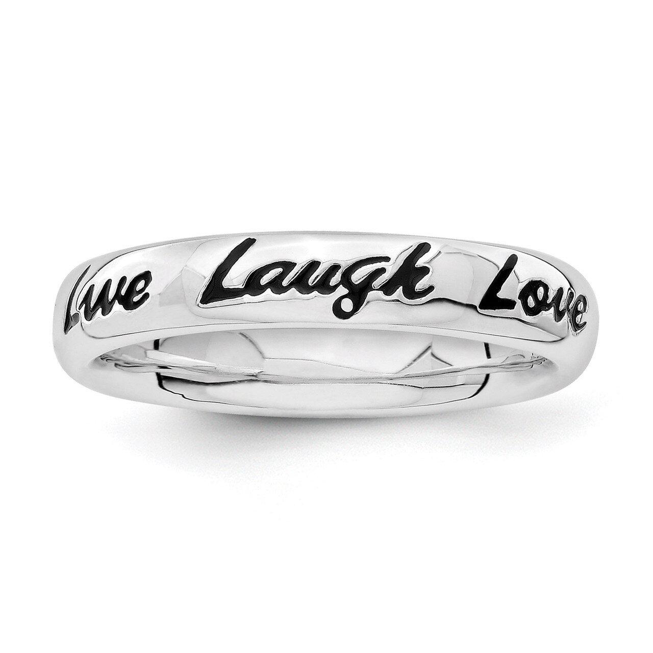 Enamel Live Laugh Love Ring - Sterling Silver QSK1652