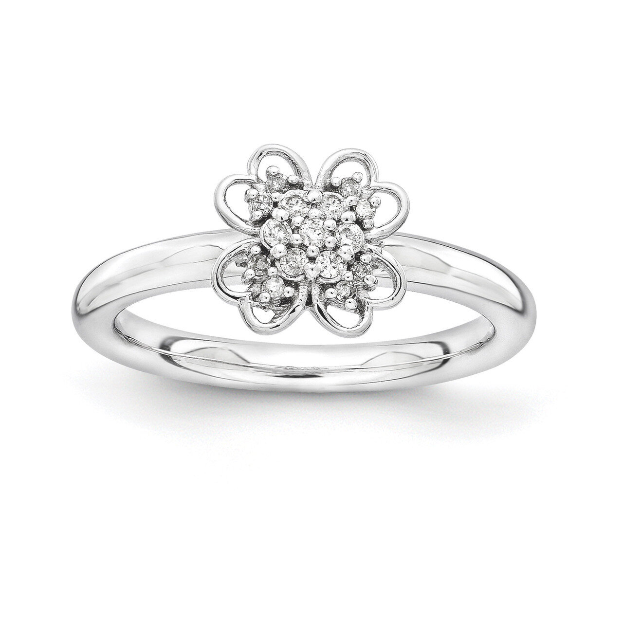 Diamond Flower Ring - Sterling Silver QSK1661