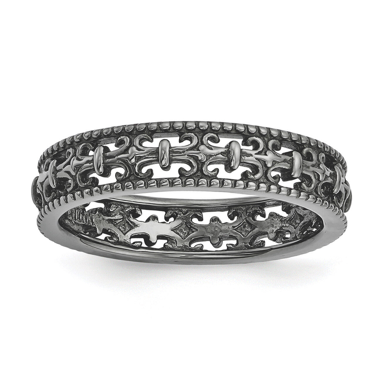 Black-plated Carved Band - Sterling Silver QSK1671, MPN: QSK1671, 886774729077