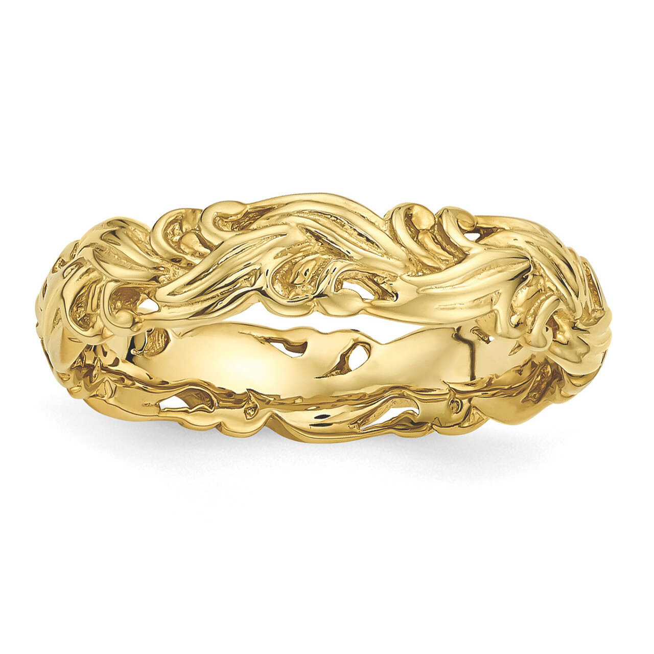 Gold-plated Carved Band - Sterling Silver QSK1672, MPN: QSK1672, 883957408934
