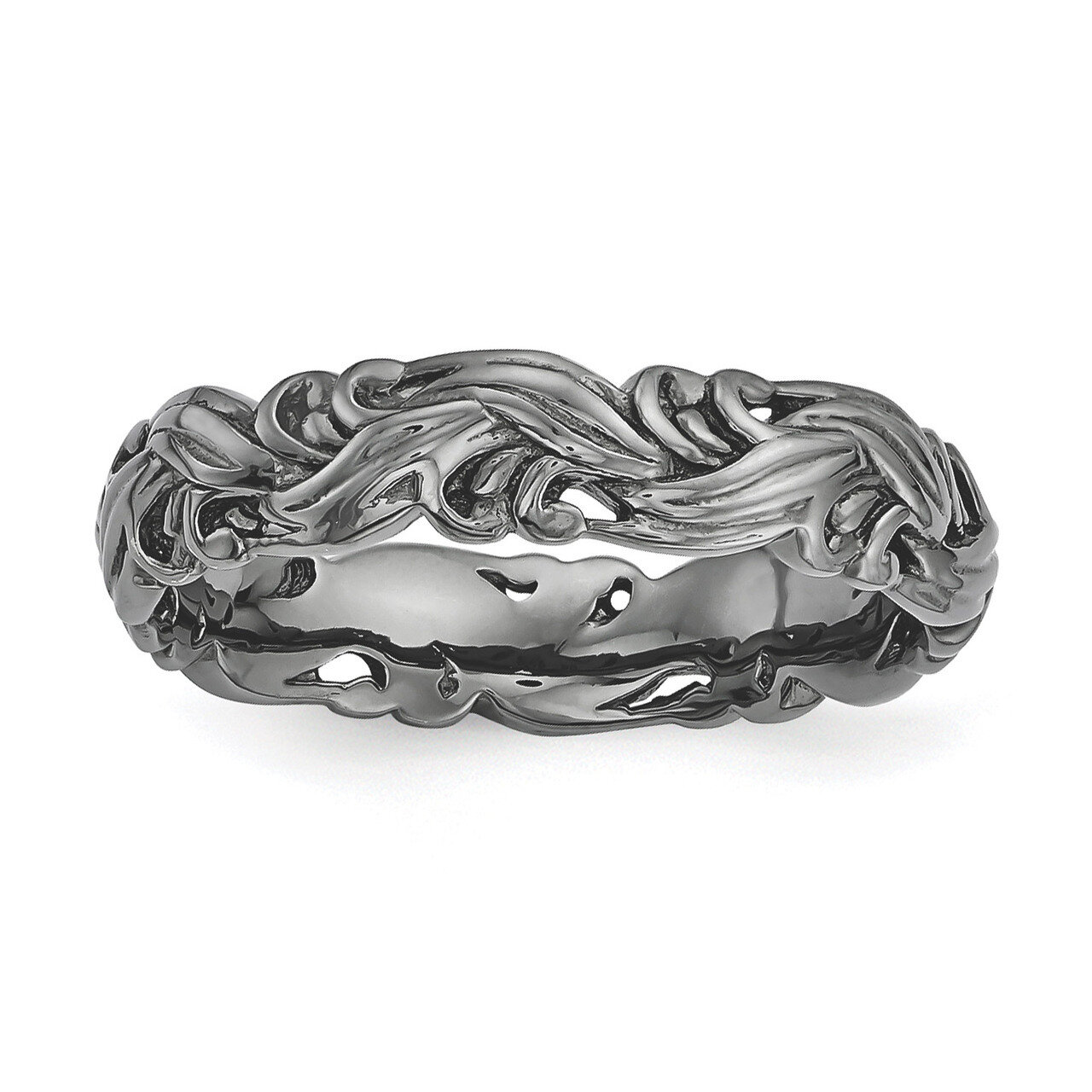 Black-plated Carved Band - Sterling Silver QSK1674, MPN: QSK1674, 883957466736