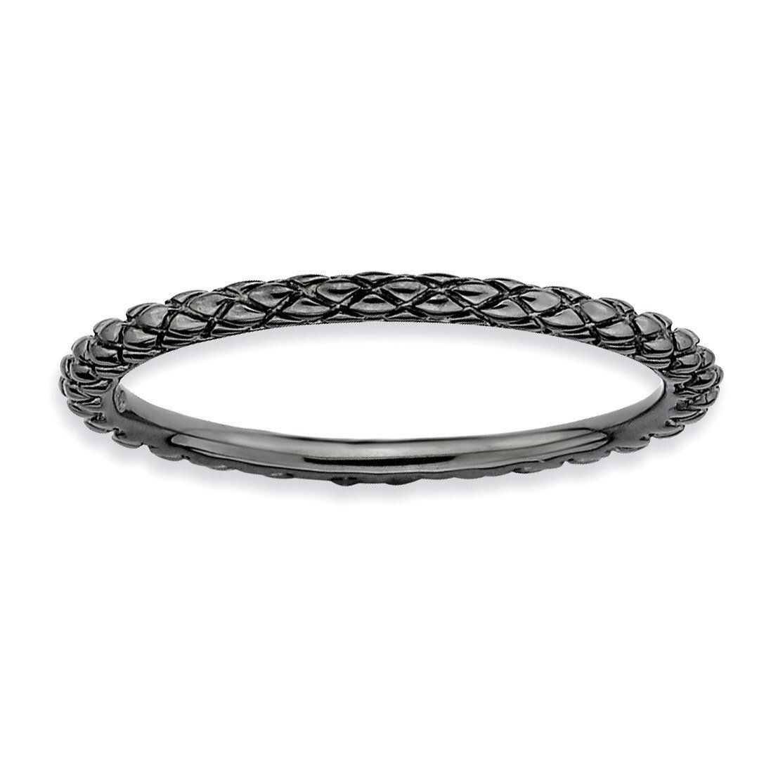 Black-plated Criss-cross Ring - Sterling Silver QSK189, MPN: QSK189, 883957133751
