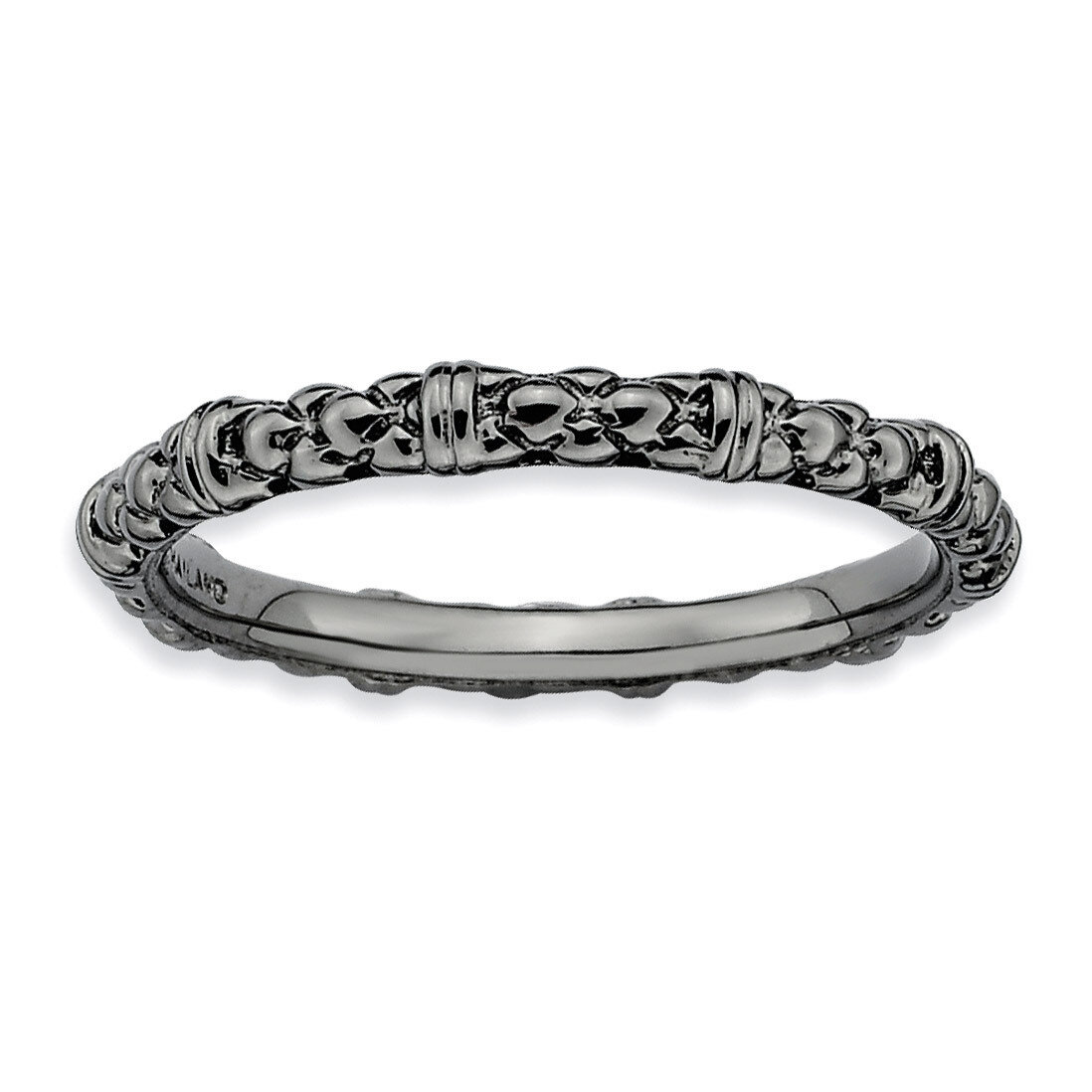 Black-plated Cable Ring - Sterling Silver QSK209