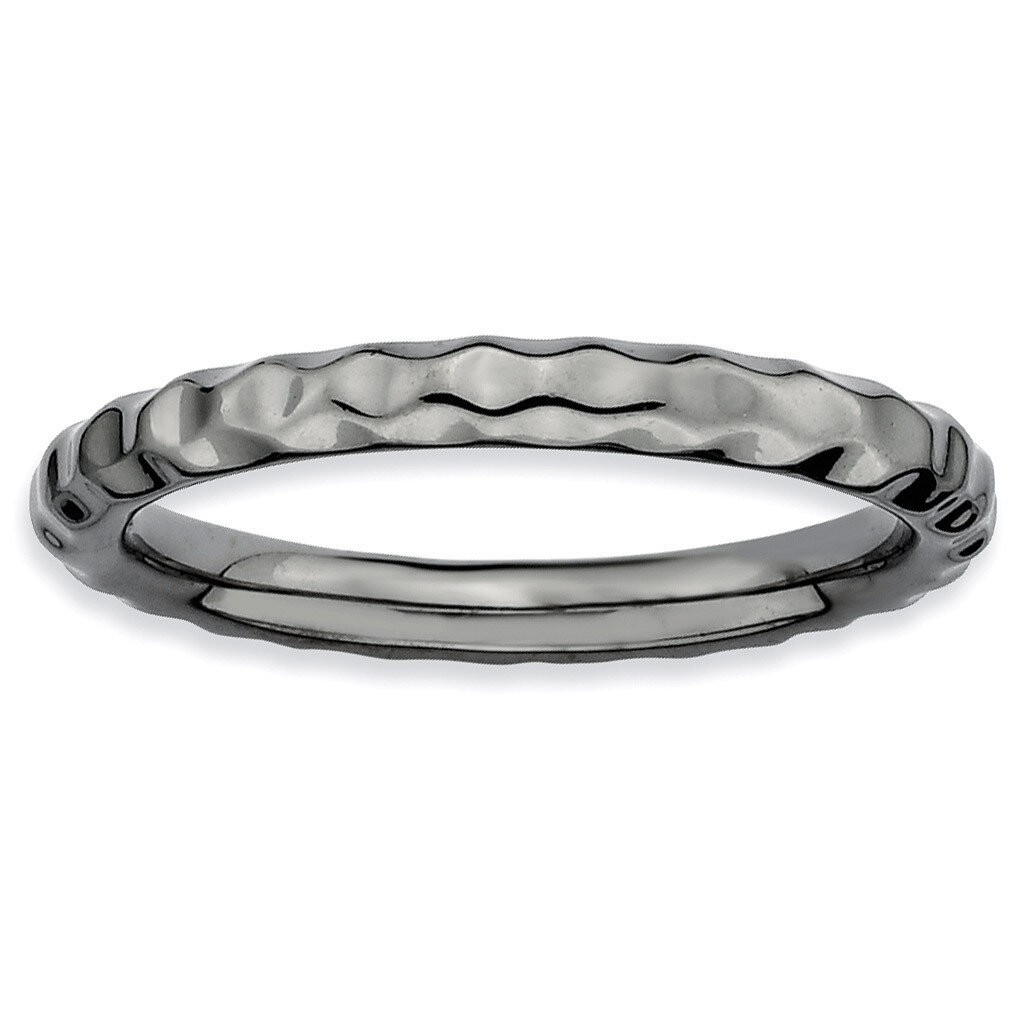 Black-plated Hammered Ring - Sterling Silver QSK225, MPN: QSK225, 883957144115