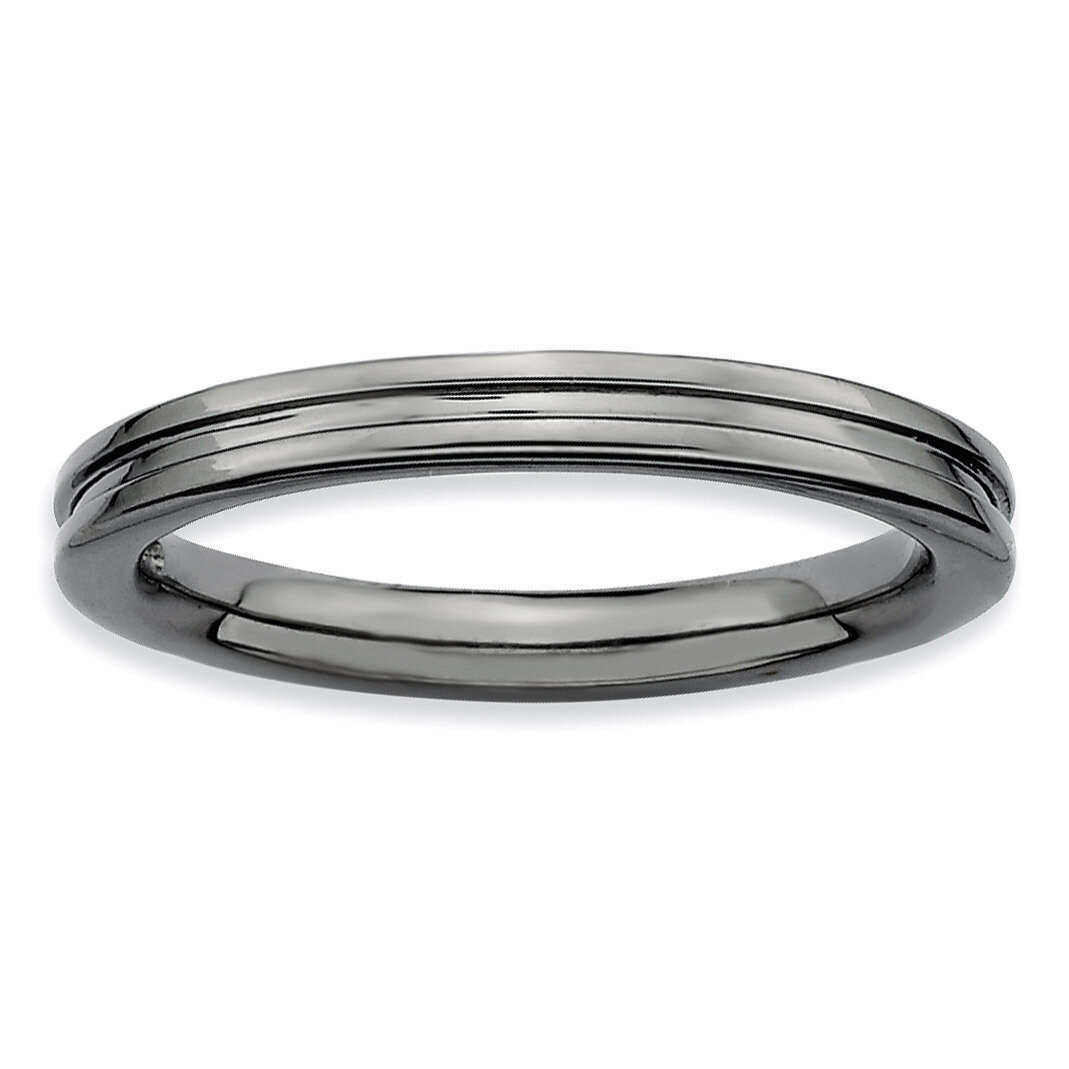Black-plated Grooved Ring - Sterling Silver QSK229, MPN: QSK229, 883957145860