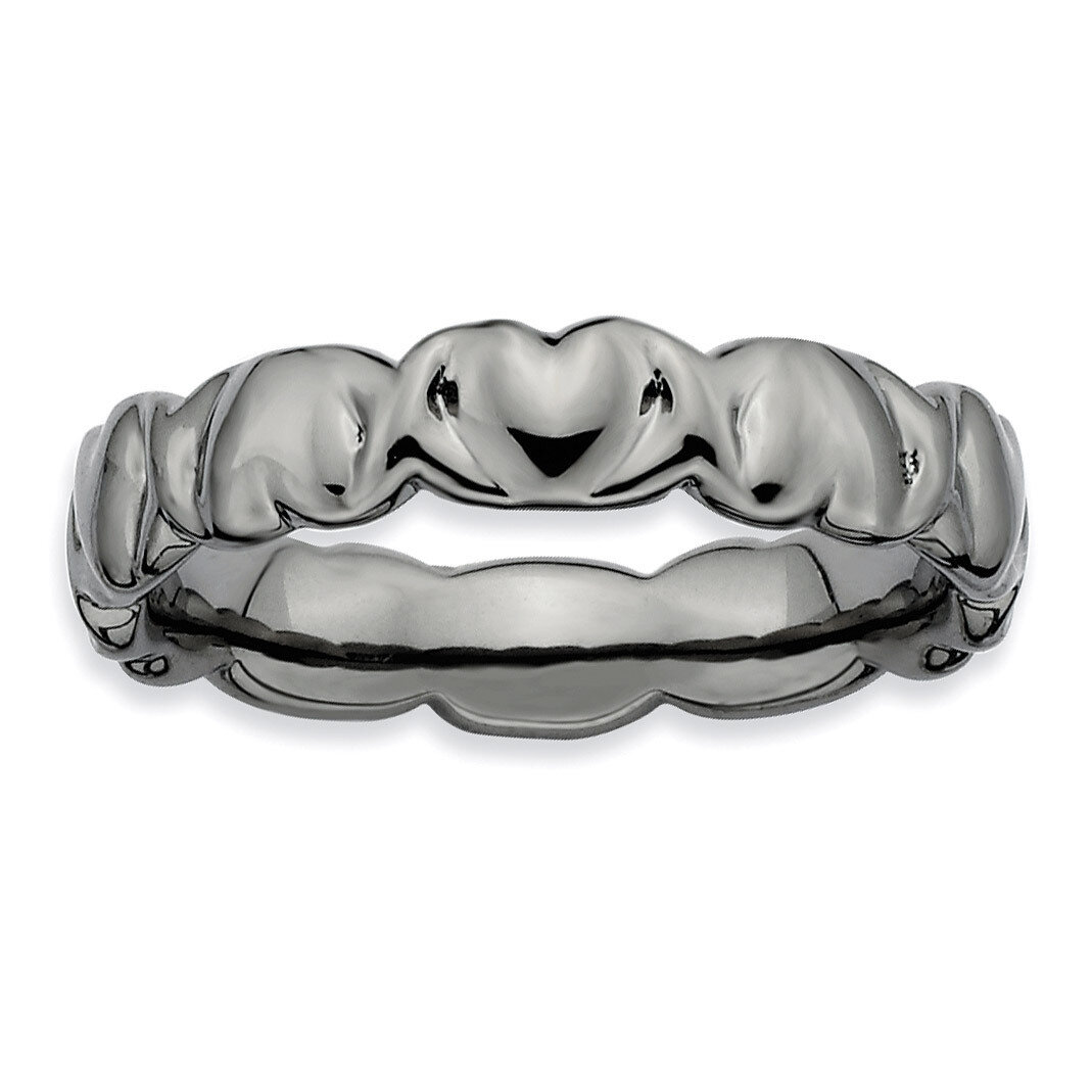 Black-plated Hearts Ring - Sterling Silver QSK285, MPN: QSK285, 883957158013
