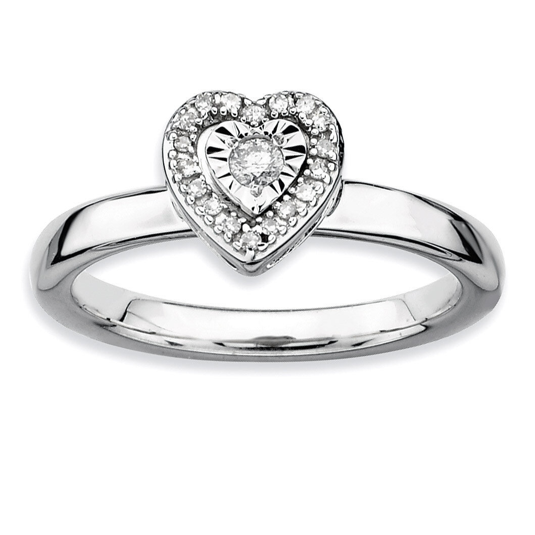 Heart Diamond Ring - Sterling Silver QSK331