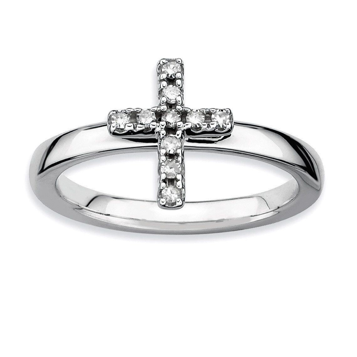 Cross Diamond Ring - Sterling Silver QSK334