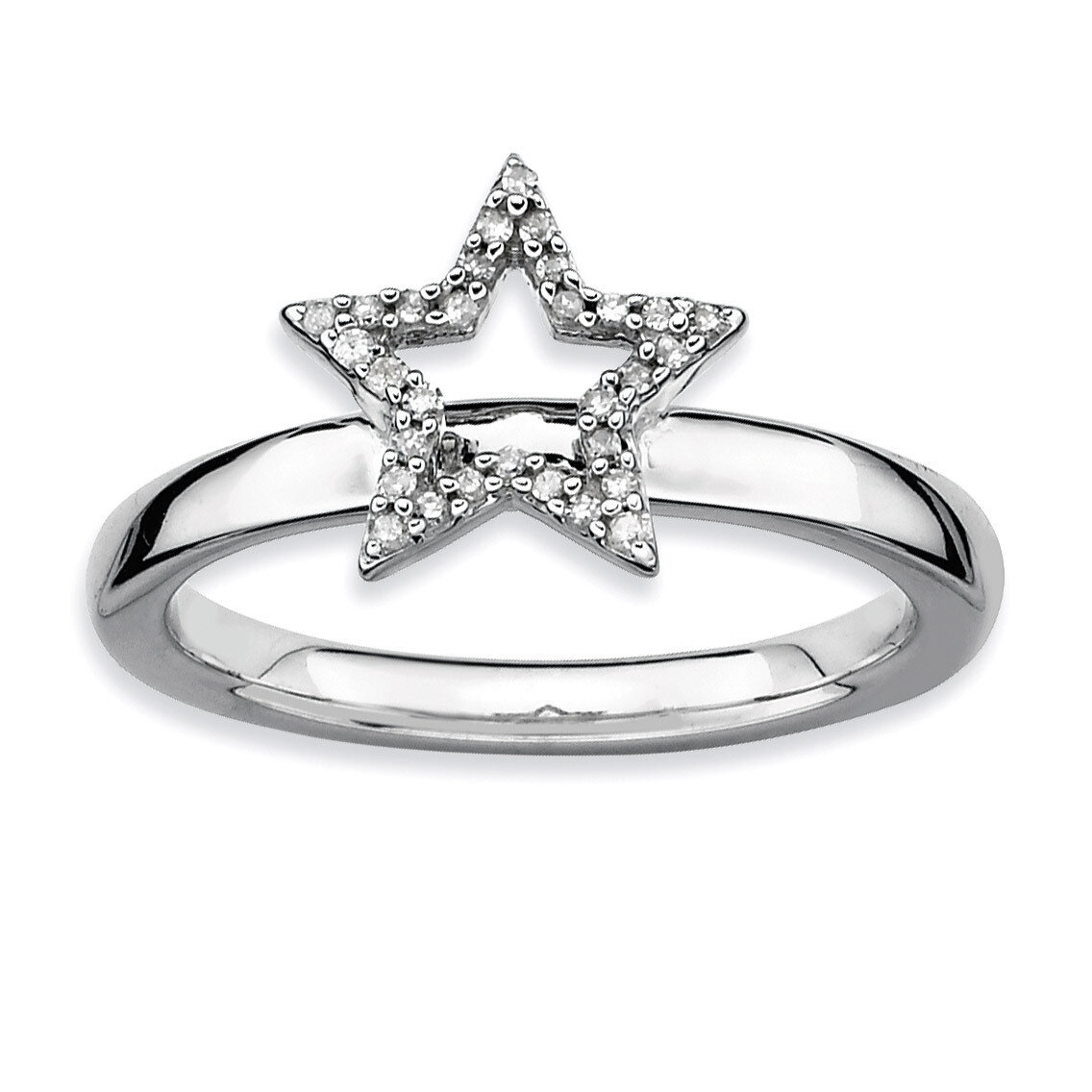 Star Diamond Ring - Sterling Silver QSK337