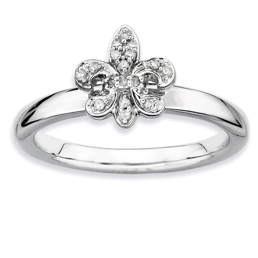 Fleur De Lis Diamond Ring - Sterling Silver QSK342, MPN: QSK342, 886774000107