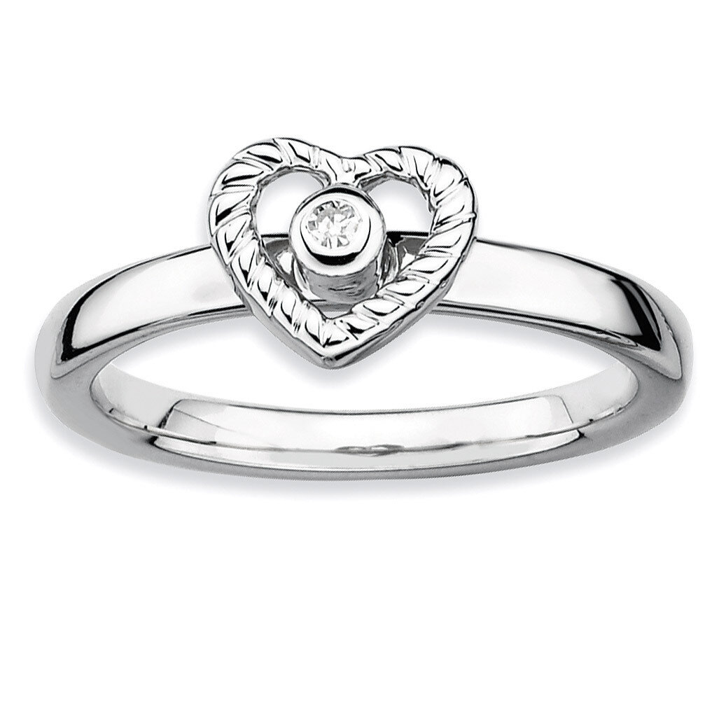 Heart Diamond Ring - Sterling Silver QSK345