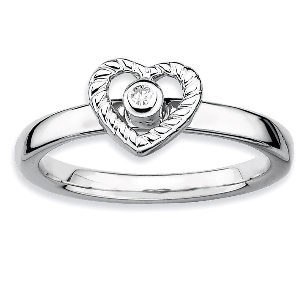 Heart Diamond Ring - Sterling Silver QSK345, MPN: QSK345, 886774000299