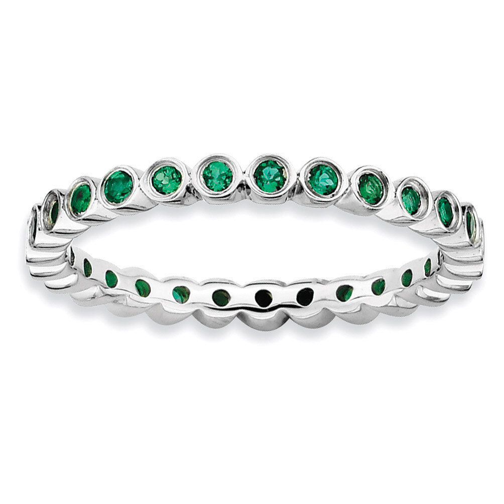 Created Emerald Ring - Sterling Silver QSK366, MPN: QSK366, 883957125459