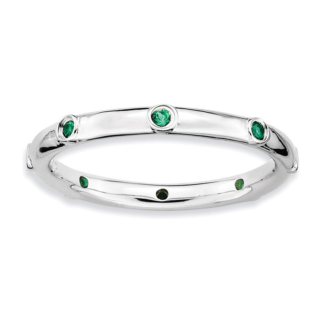 Created Emerald Ring - Sterling Silver QSK378