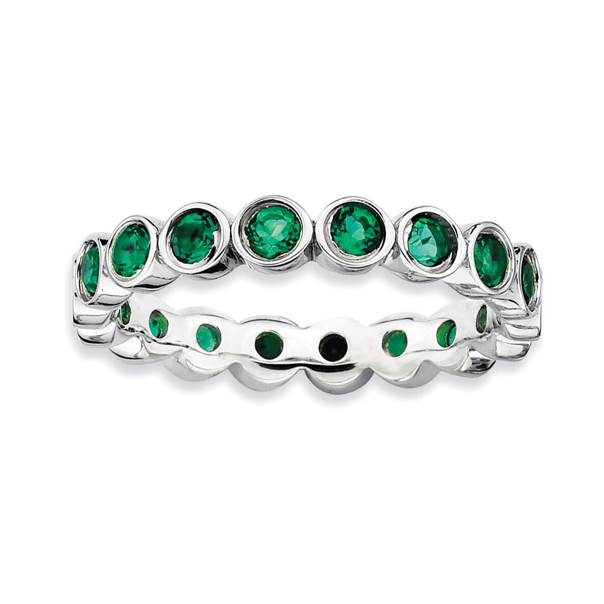 Created Emerald Ring - Sterling Silver QSK390, MPN: QSK390, 886774001456