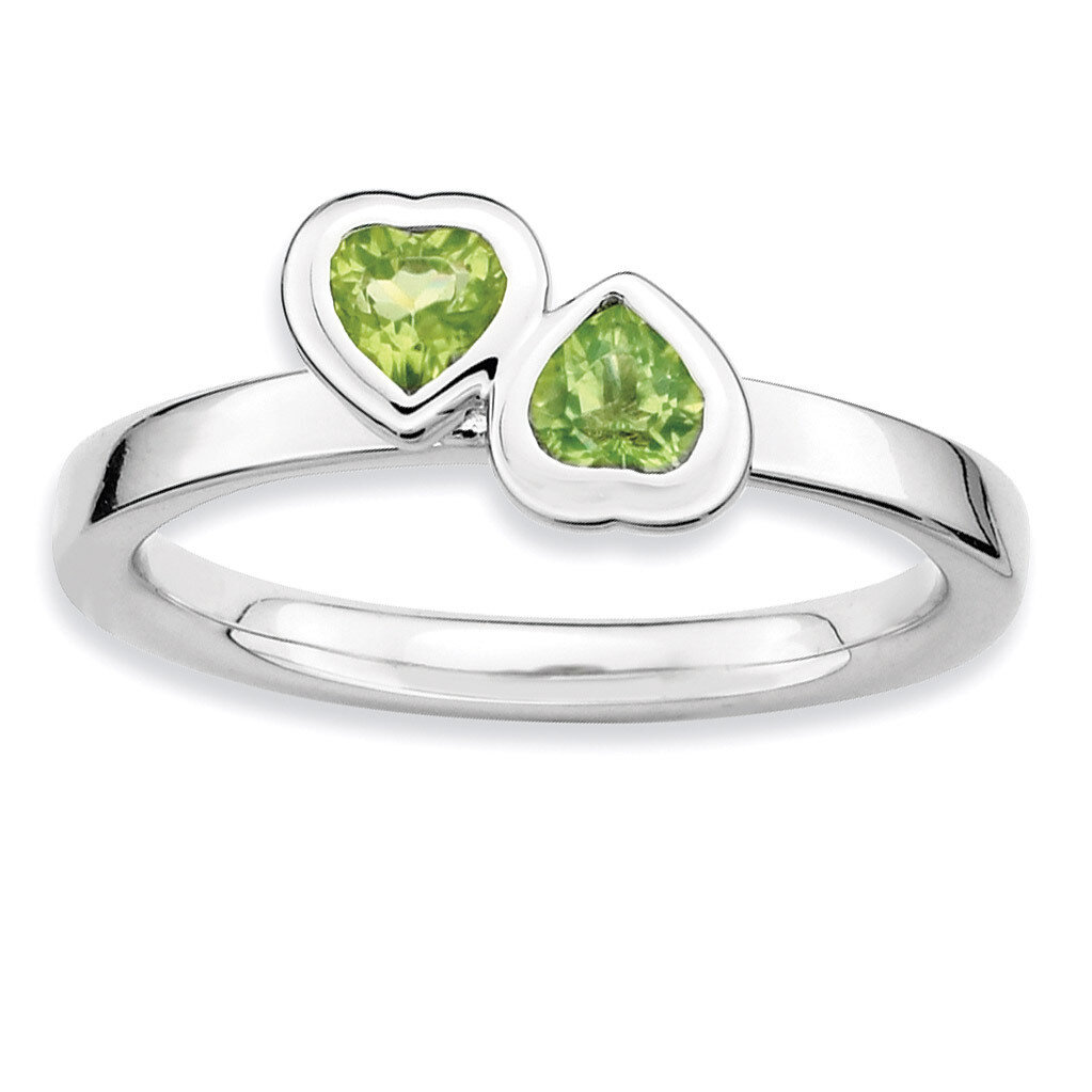 Peridot Double Heart Ring - Sterling Silver QSK405, MPN: QSK405, 886774002309