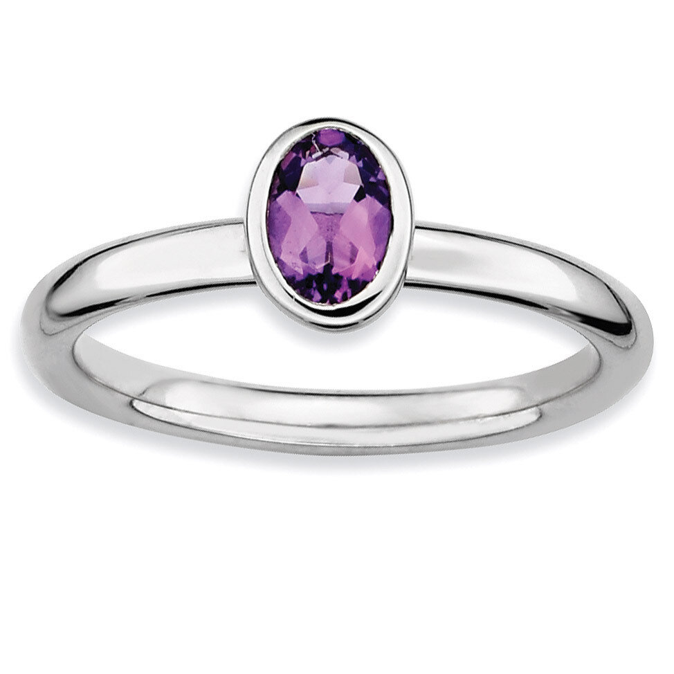 Oval Amethyst Ring - Sterling Silver QSK435, MPN: QSK435, 886774003887