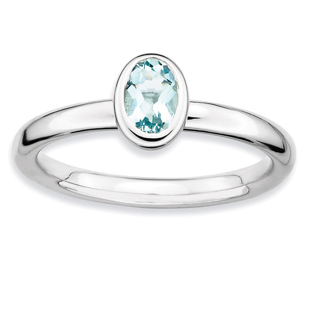 Oval Aquamarine Ring - Sterling Silver QSK436, MPN: QSK436, 886774003955