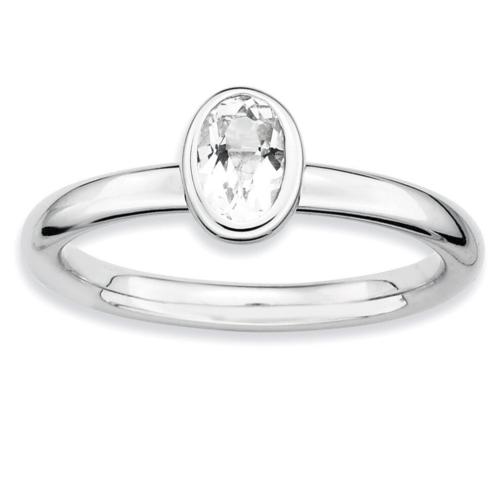 Oval White Topaz Ring - Sterling Silver QSK437, MPN: QSK437, 886774217109