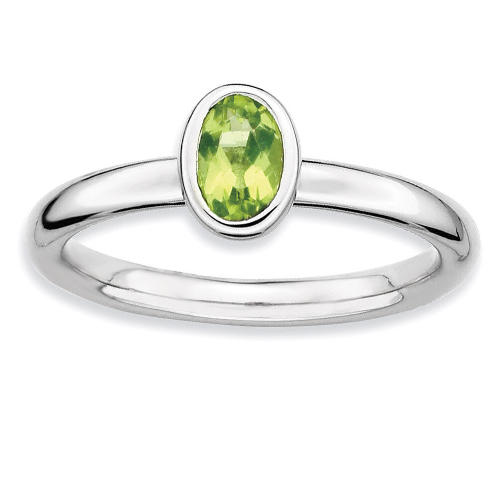 Oval Peridot Ring - Sterling Silver QSK441