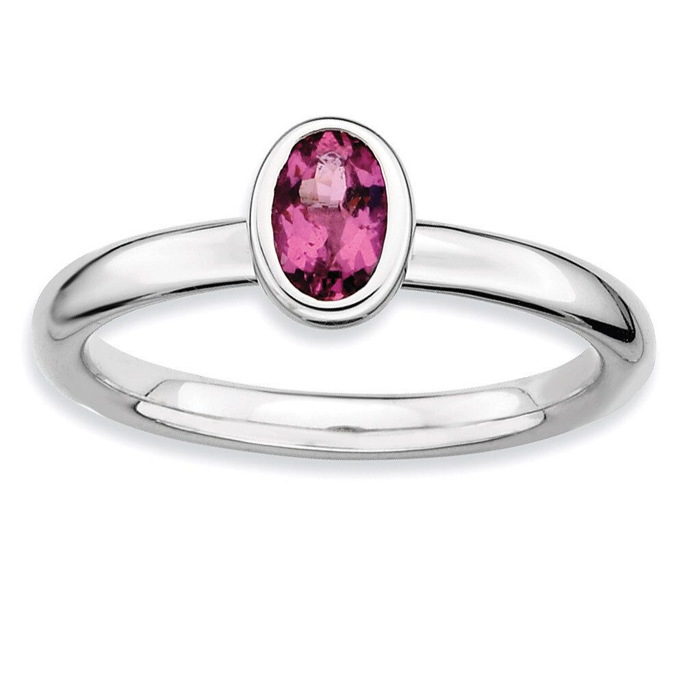 Oval Pink Tourmaline Ring - Sterling Silver QSK443, MPN: QSK443, 886774004358