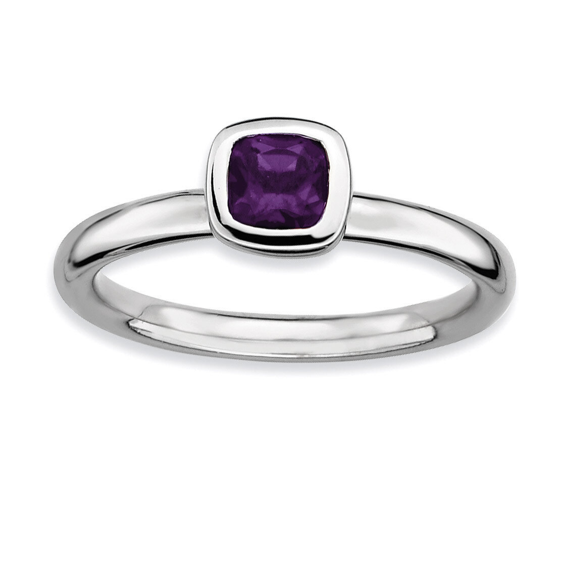 Cushion Cut Amethyst Ring - Sterling Silver QSK447, MPN: QSK447, 886774004617