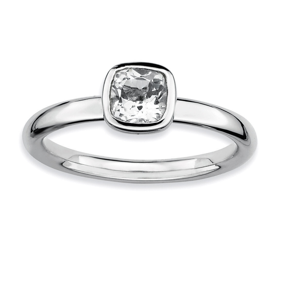 Cushion Cut White Topaz Ring - Sterling Silver QSK449, MPN: QSK449, 886774004716