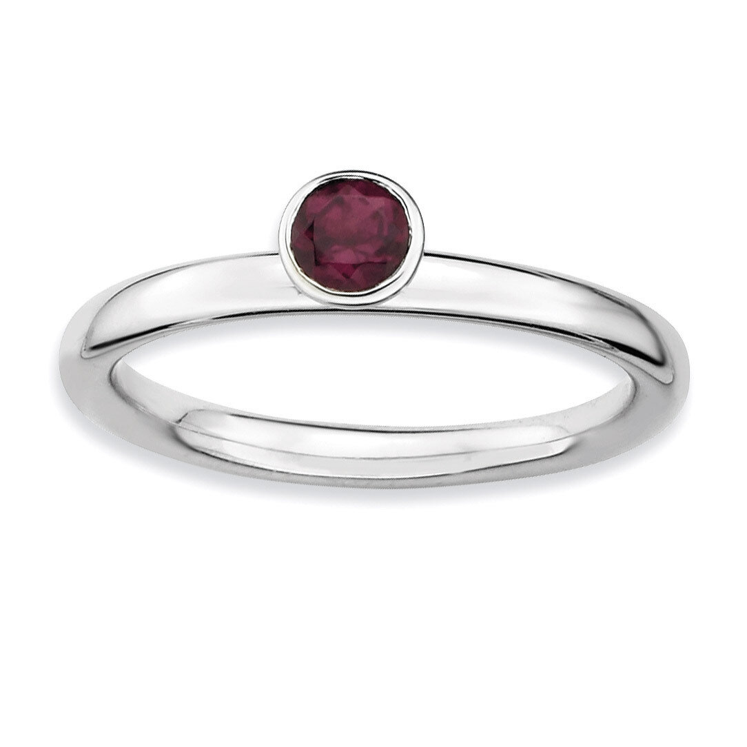High 4mm Round Rhodolite Garnet Ring - Sterling Silver QSK463, MPN: QSK463, 886774018294