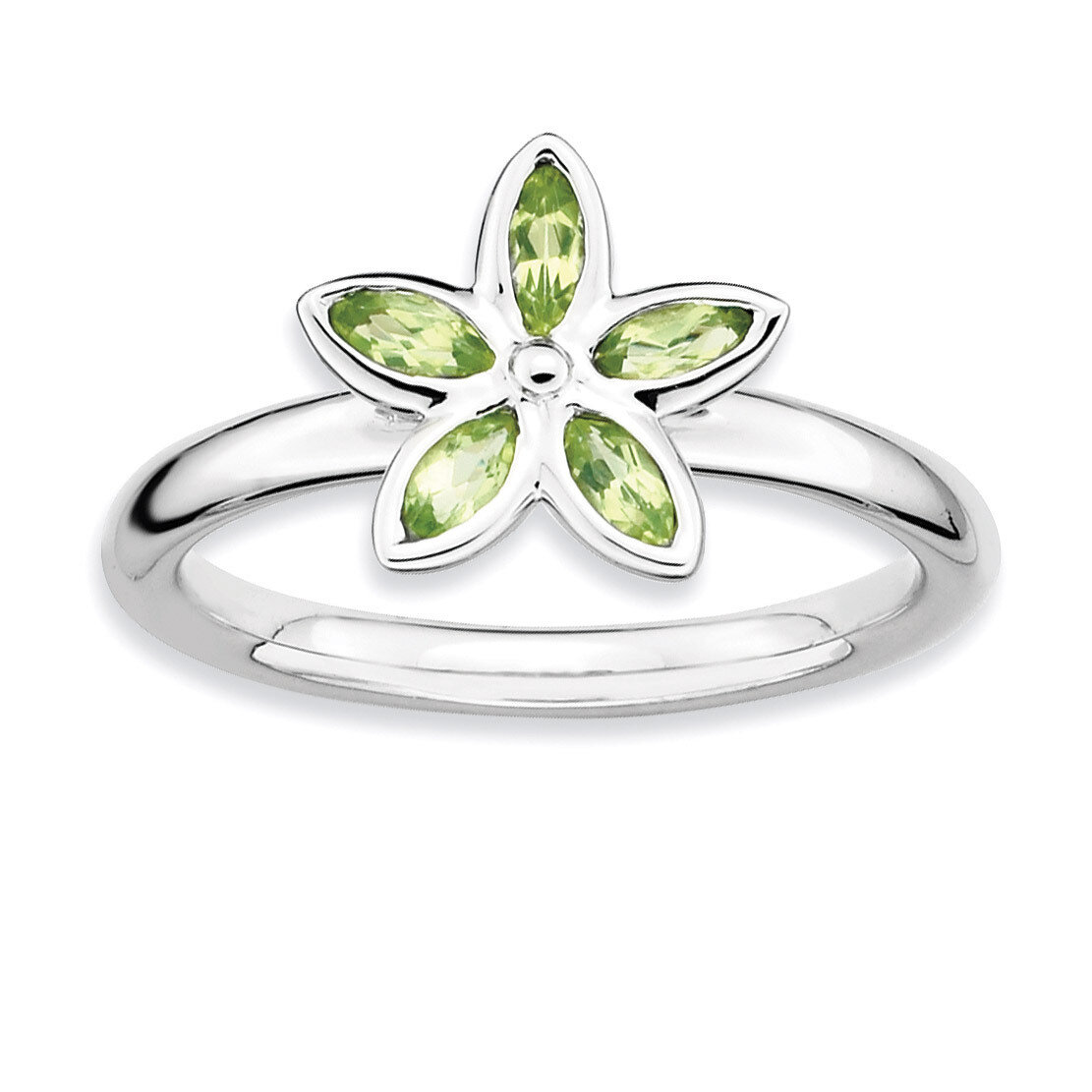 Peridot Flower Ring - Sterling Silver QSK491