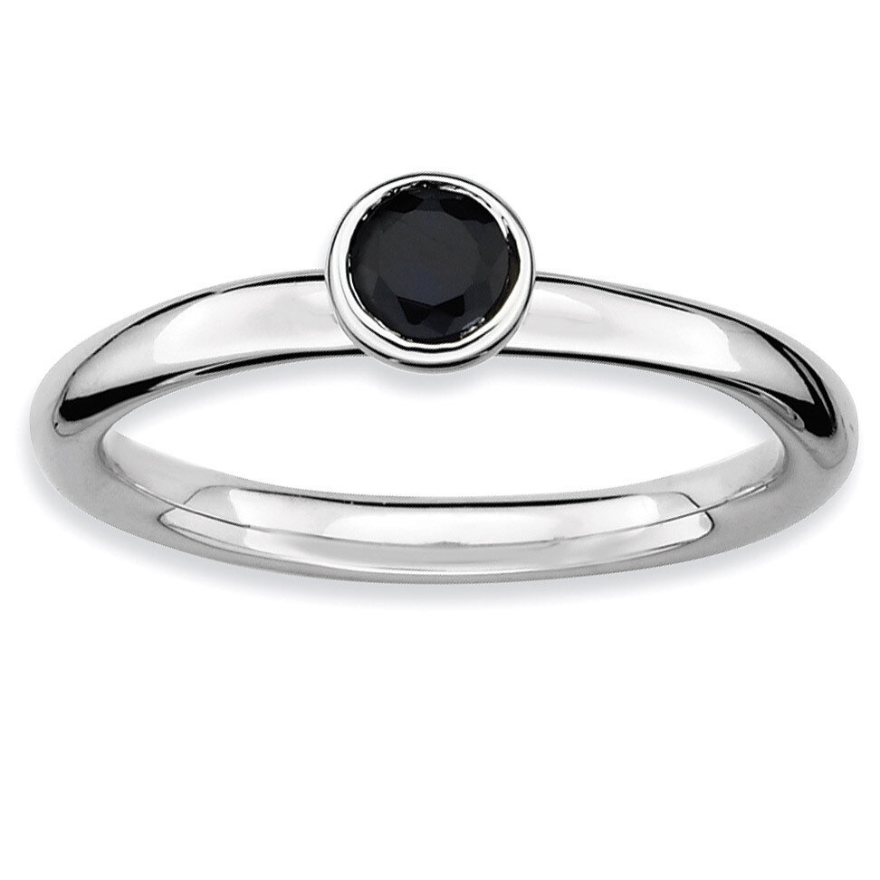 Low 4mm Round Sapphire Ring - Sterling Silver QSK504, MPN: QSK504, 886774007809