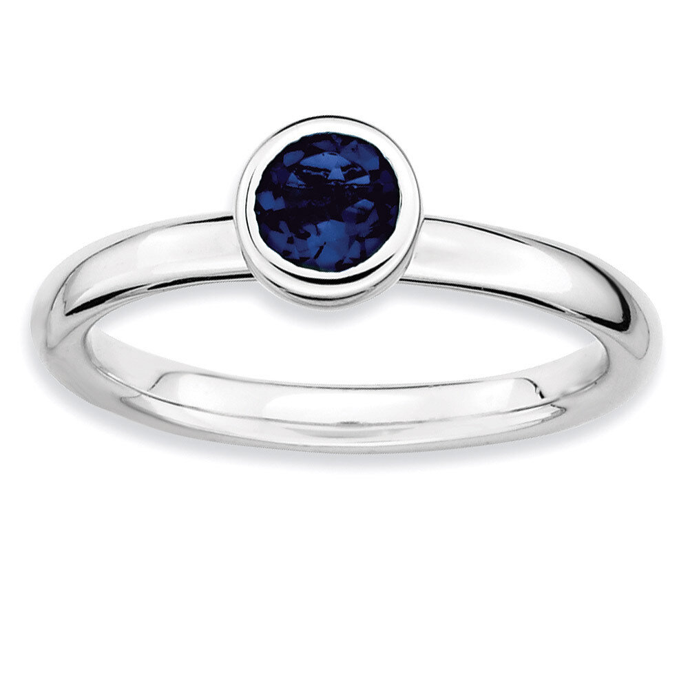 Low 5mm Round Sapphire Ring - Sterling Silver QSK516