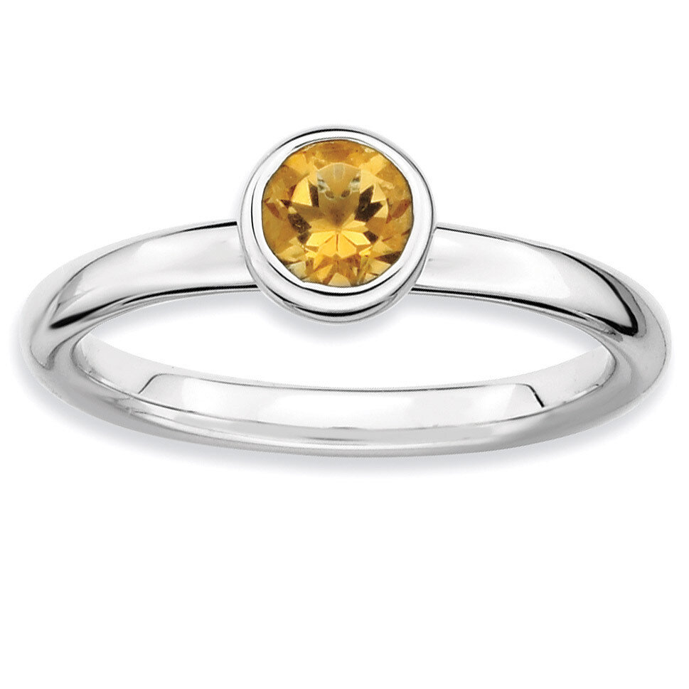 Low 5mm Round Citrine Ring - Sterling Silver QSK518, MPN: QSK518, 886774018461