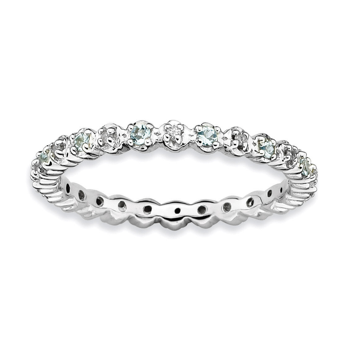 Aquamarine &amp; Diamond Ring - Sterling Silver QSK534, MPN: QSK534, 886774009537