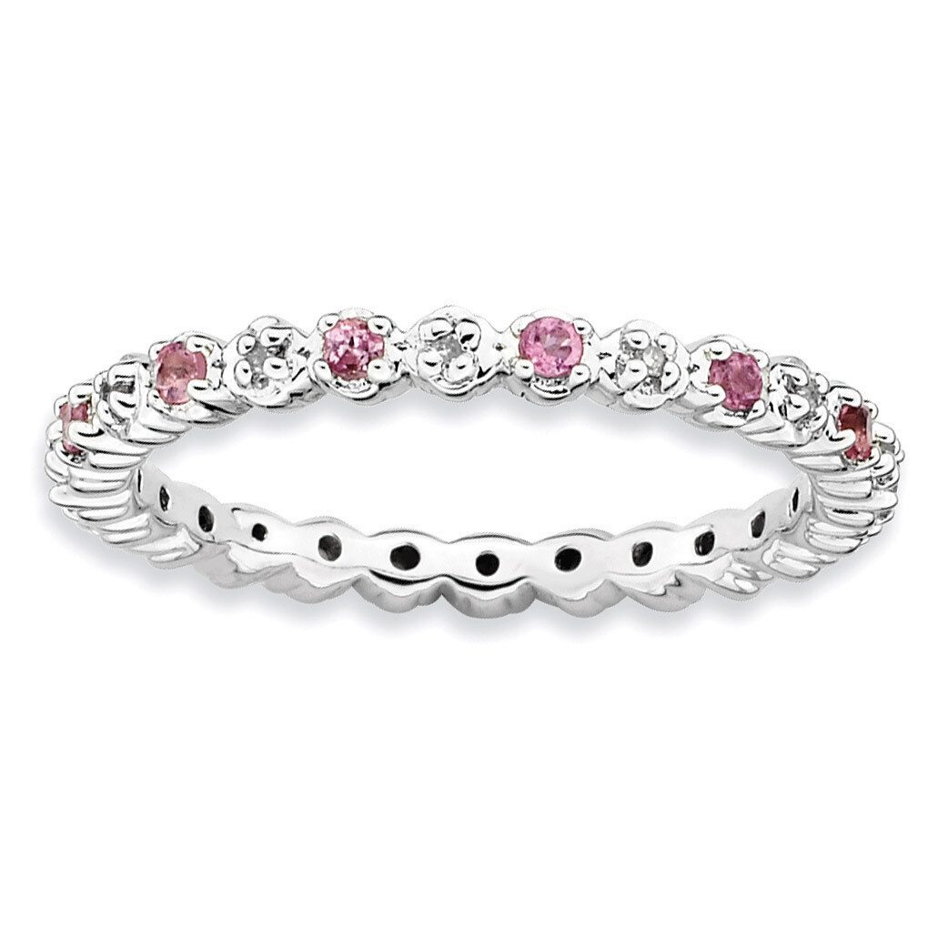 Pink Tourm. &amp; Diamond Ring - Sterling Silver QSK541, MPN: QSK541, 886774009957