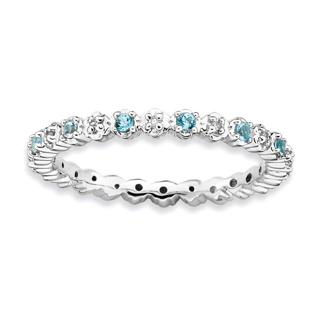 Blue Topaz & Diamond Ring - Sterling Silver QSK543