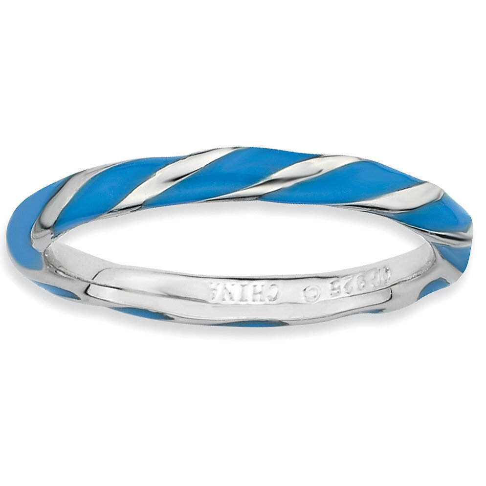 Twisted Blue Enameled Ring - Sterling Silver QSK546, MPN: QSK546, 886774010298
